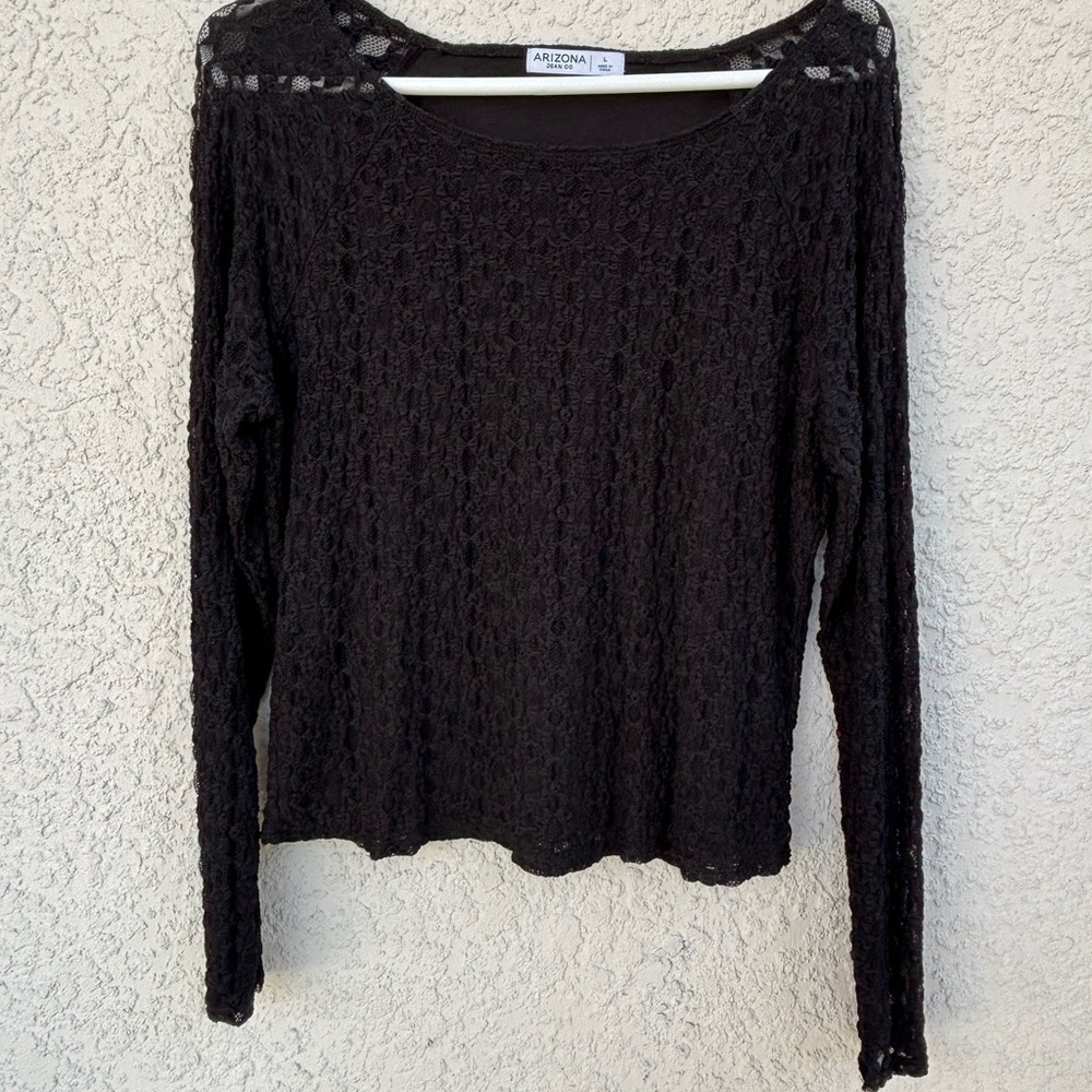Arizona Jean Company Black‎ Lace Crop Top - Picture 2 of 9